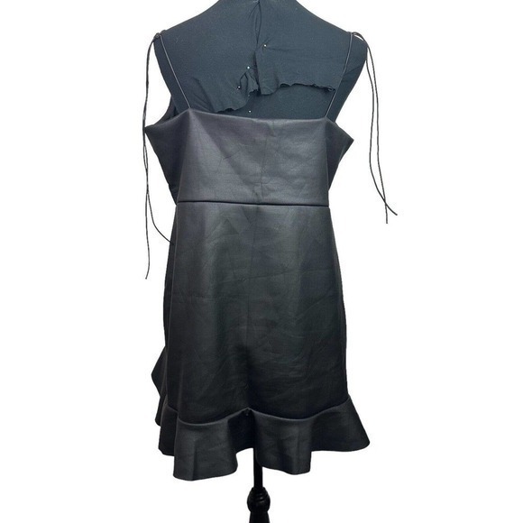 ASOS Design‎ PU Womens Size 12 Black Strappy Mini Ruffle Skirt Toe Strap Dress - Picture 2 of 9